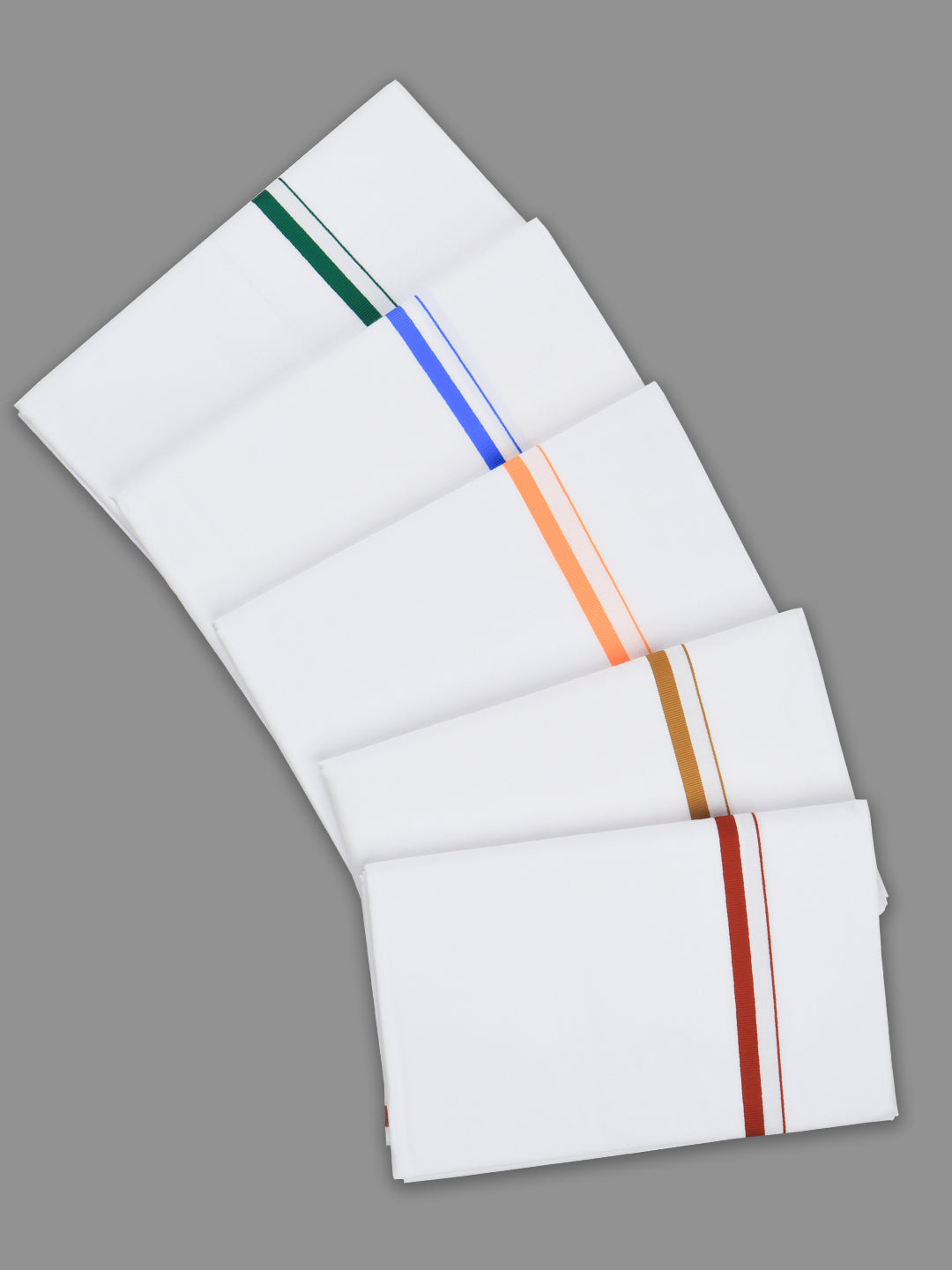 Men Cotton Blend Double Layer White Dhoti Assorted Border Archery 9M