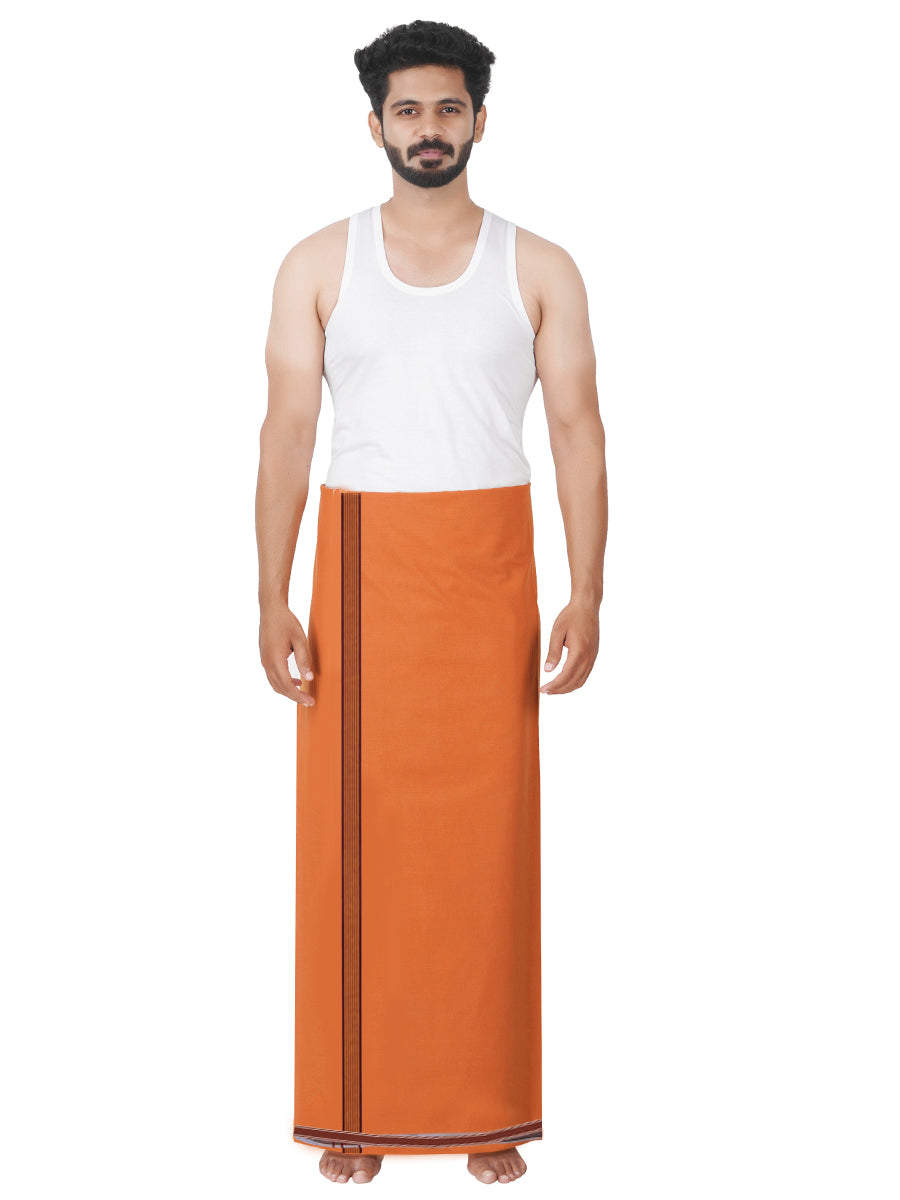 Mens Kavi Lungi with Fancy Border Charming Line Colour 1