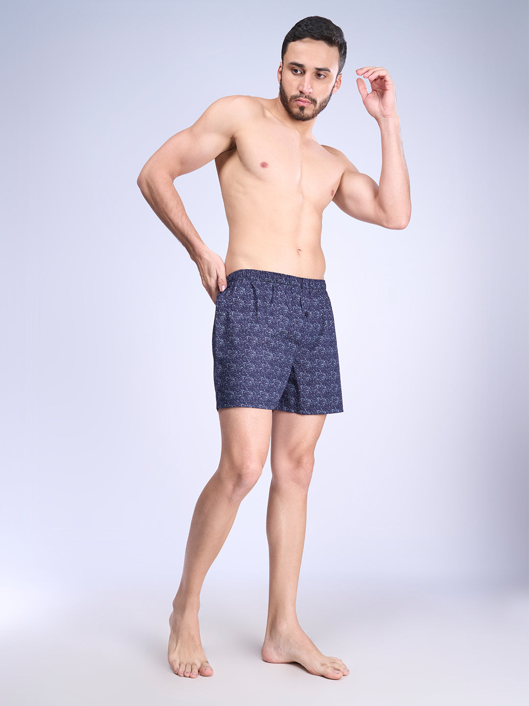 Mens Woven Inner Boxer Navy Grey Shorts