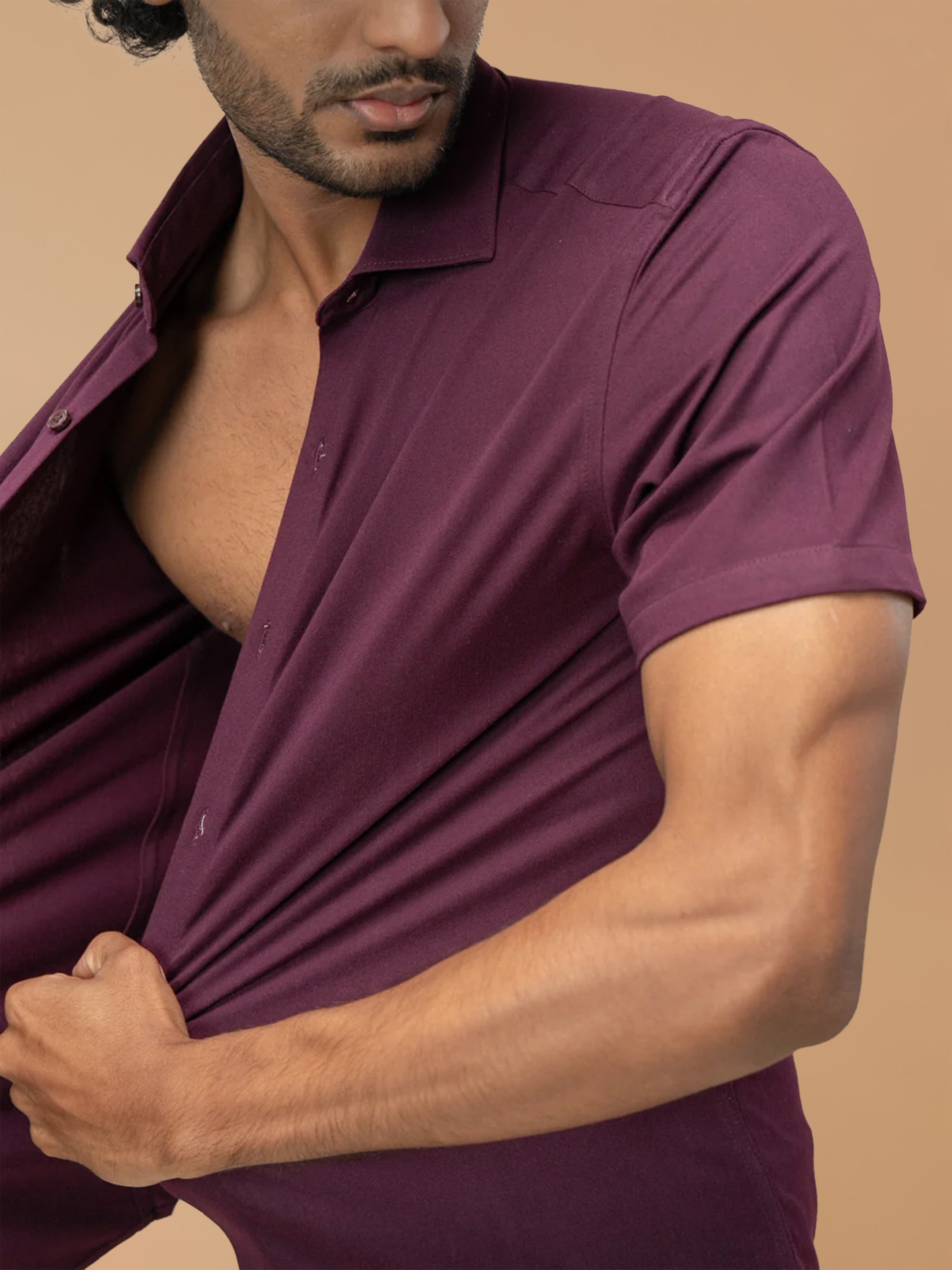 Cotton Rich Grape Slim Fit Knit Shirt ER4