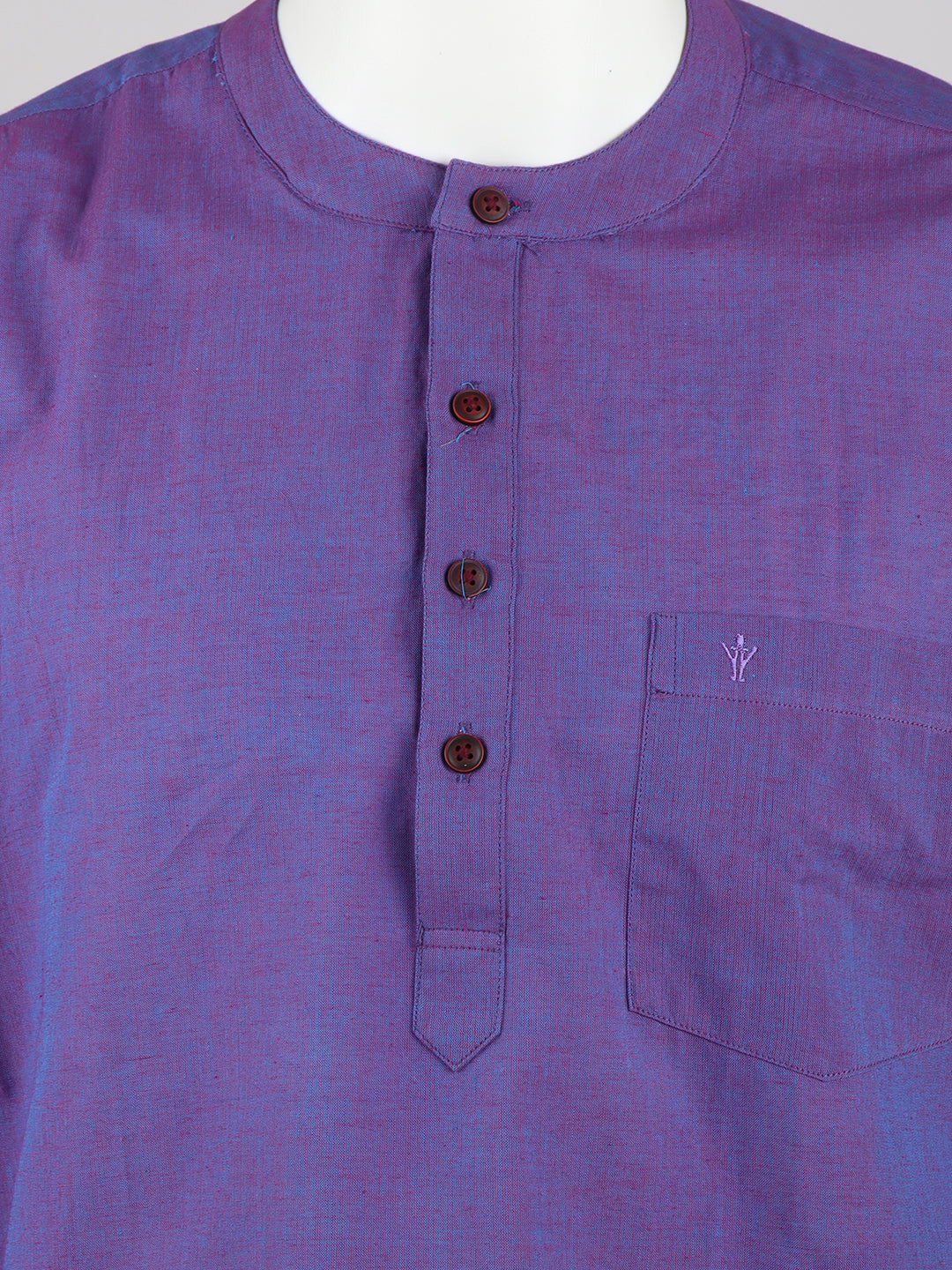 Men Bluish Purple Short Length Kurta with Matching Border Dhoti Set PC17
