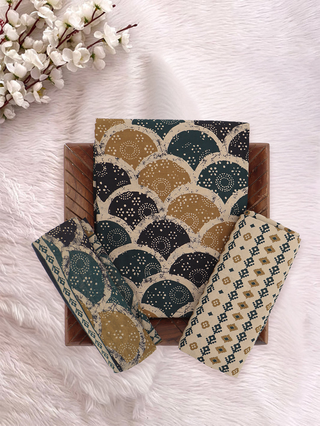 Women Pure Cotton Printed Dress Material Multi Colour DM350