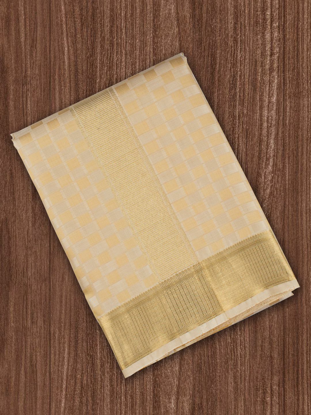 Men 100% Pure Silk 4" Jari Gold  Border  Amirtham