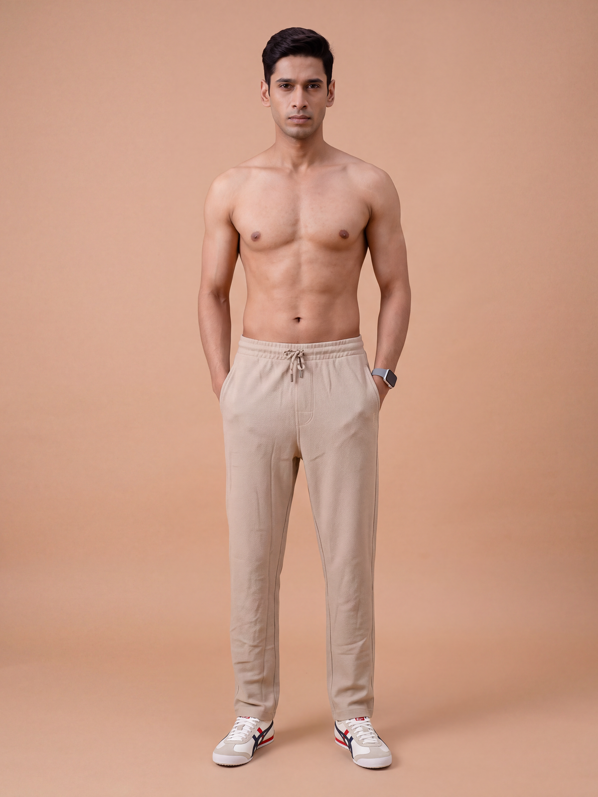 Cotton Rich Aeroflex Structured Beige Track Pants AFT3