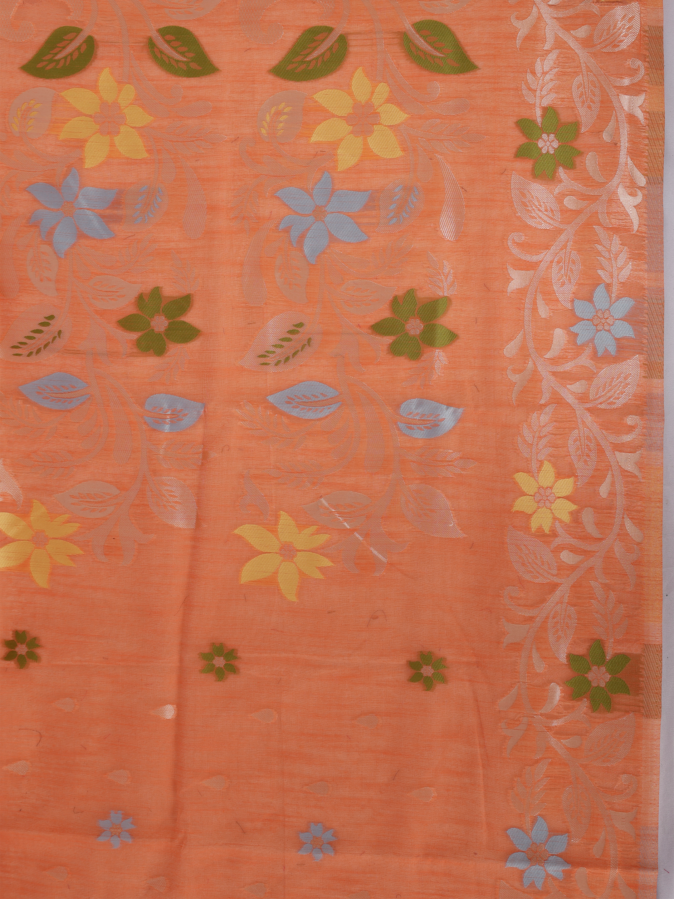 Women Orange Spun Poly Printed Saree SP13