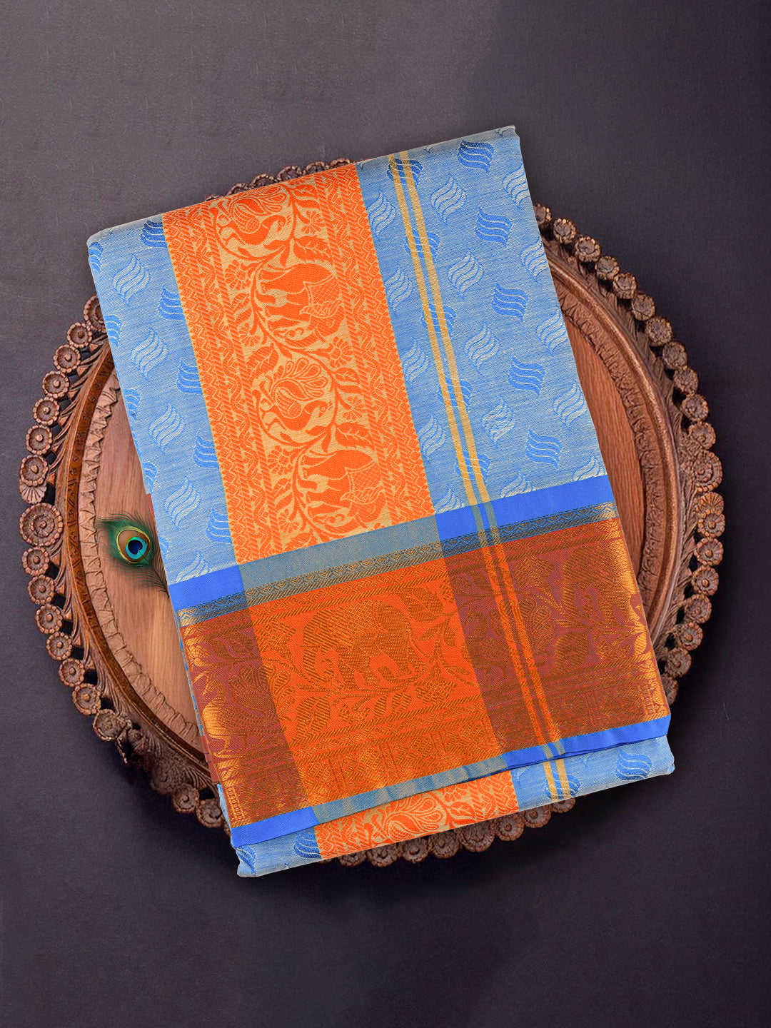 Men Art Silk Panchakacham Blue Bheeshmar(9+5) BM02