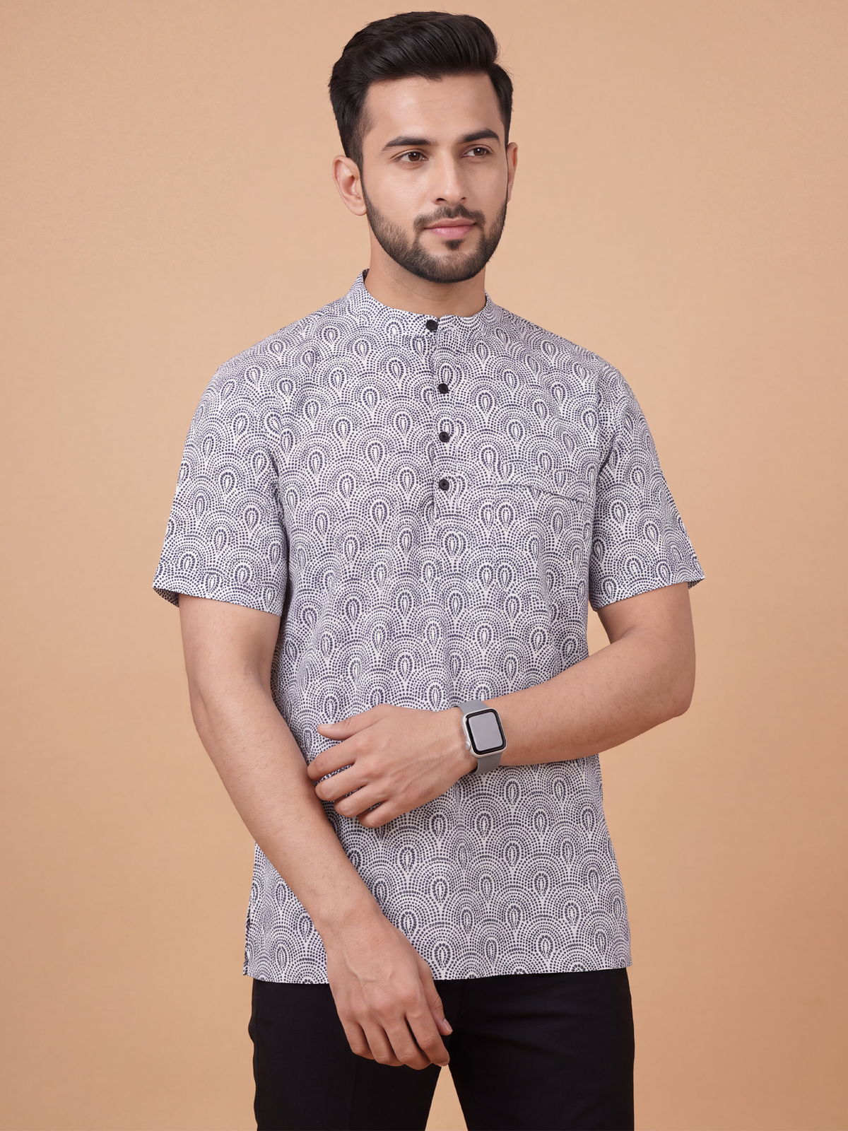 Cotton Short Length WT Arch Embroidered Pocket Kurta RP3