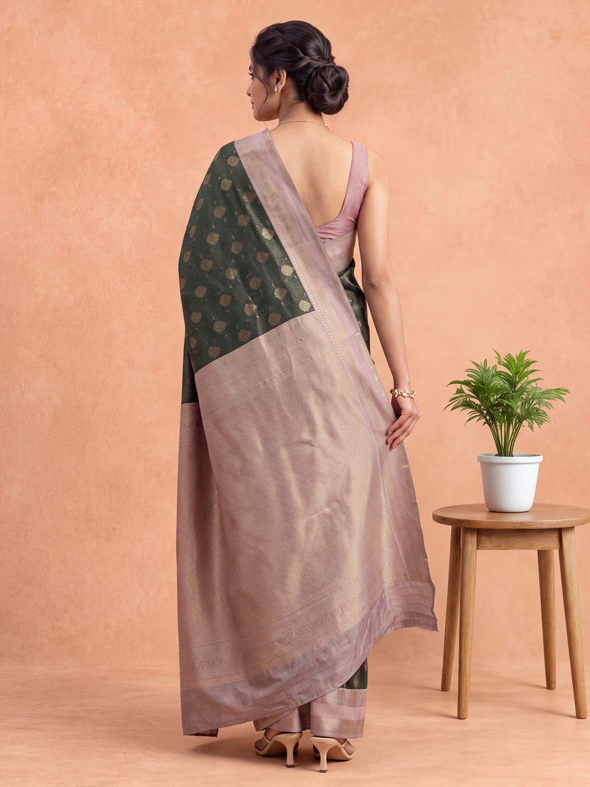 Women Art Silk Dark Green with Lavender Saree ASS156