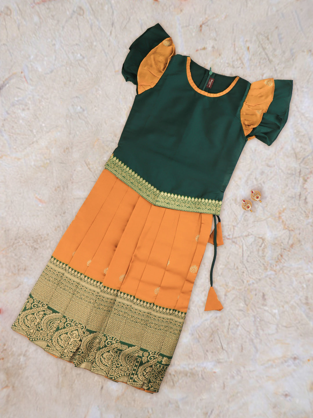 Girls Skirt Set Green with Yellow GPS14