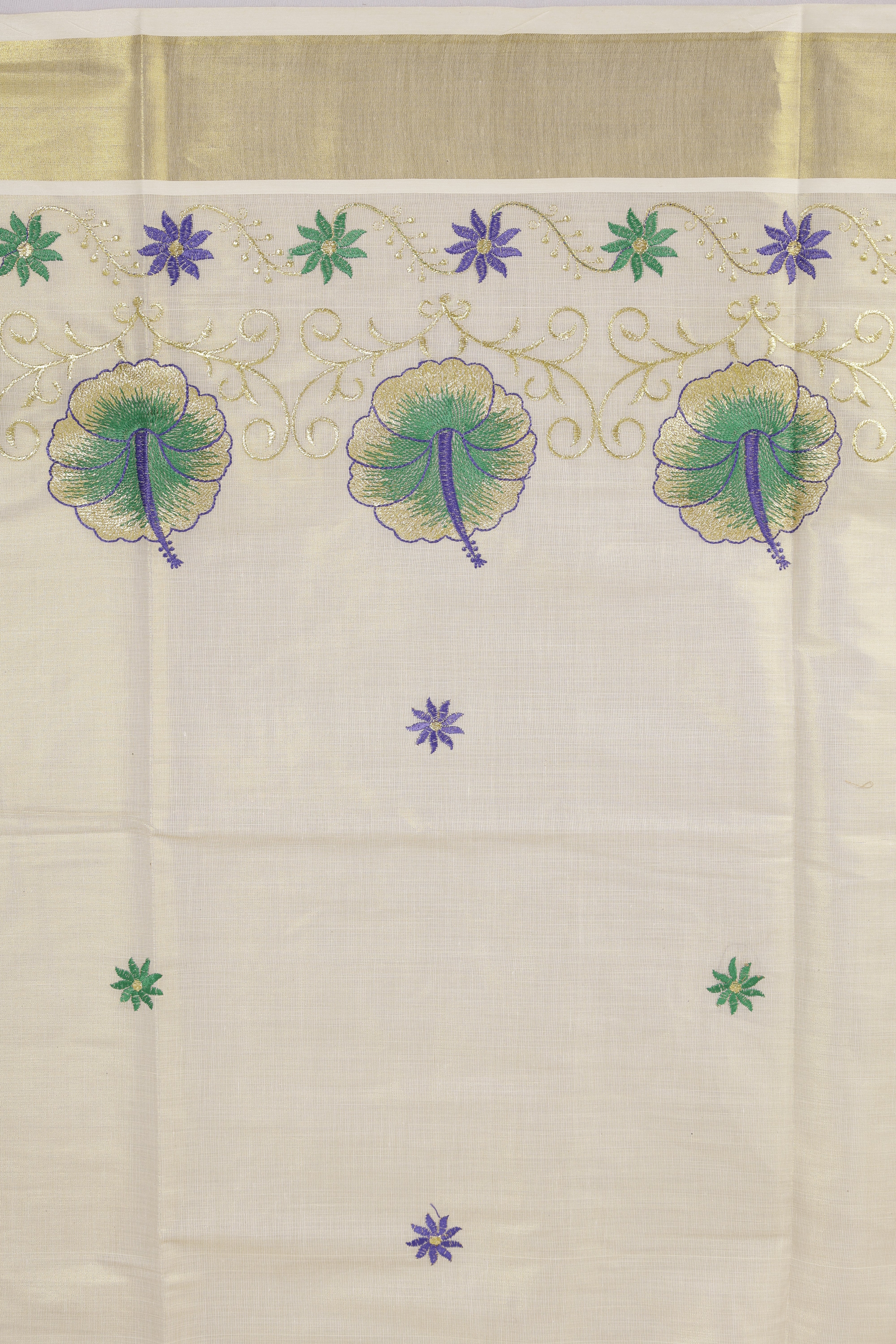 Women Tissue Gold Embroidered Saree KLS32