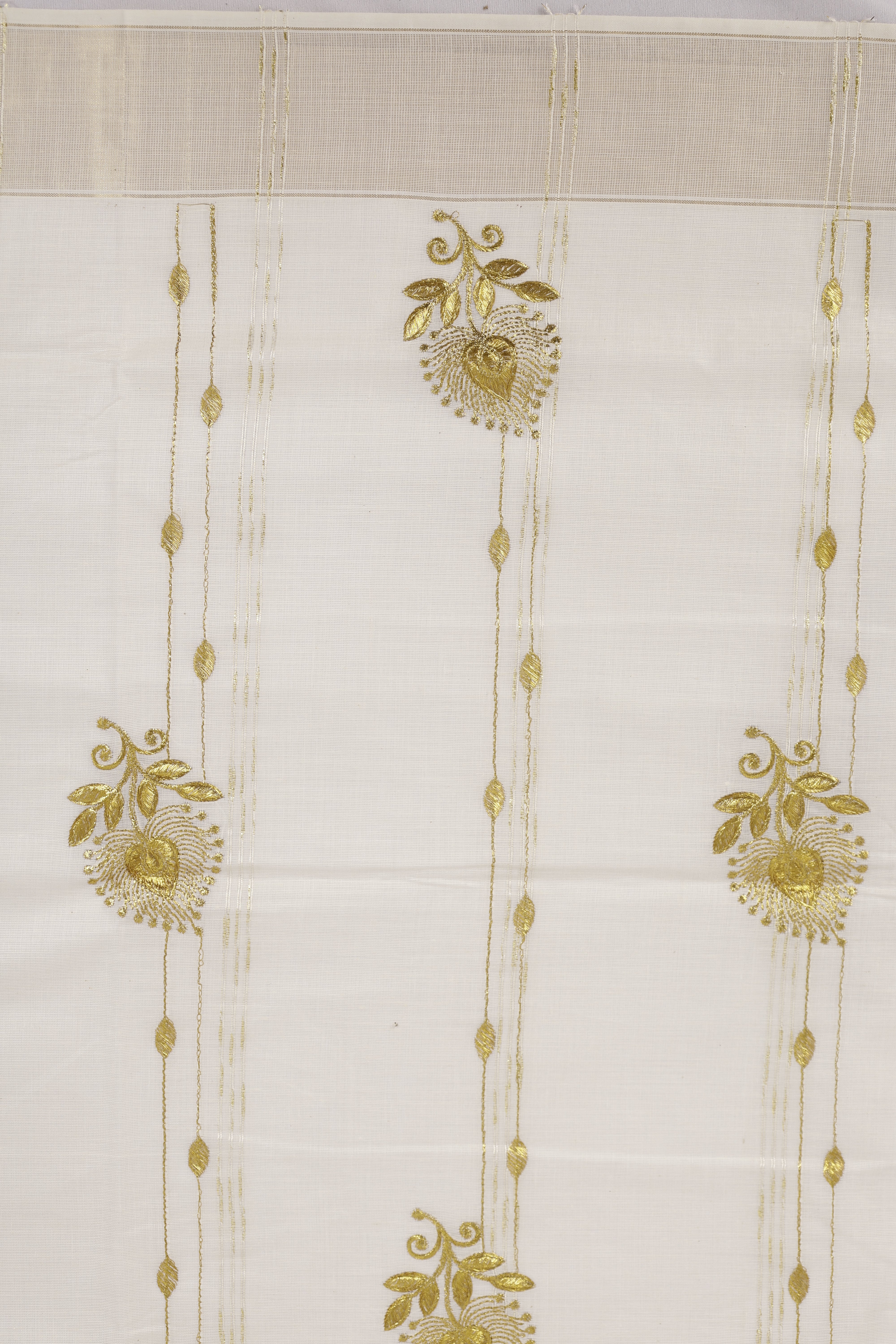 Women Kora Cotton Cream Kerala Saree with Gold Jari KLS50
