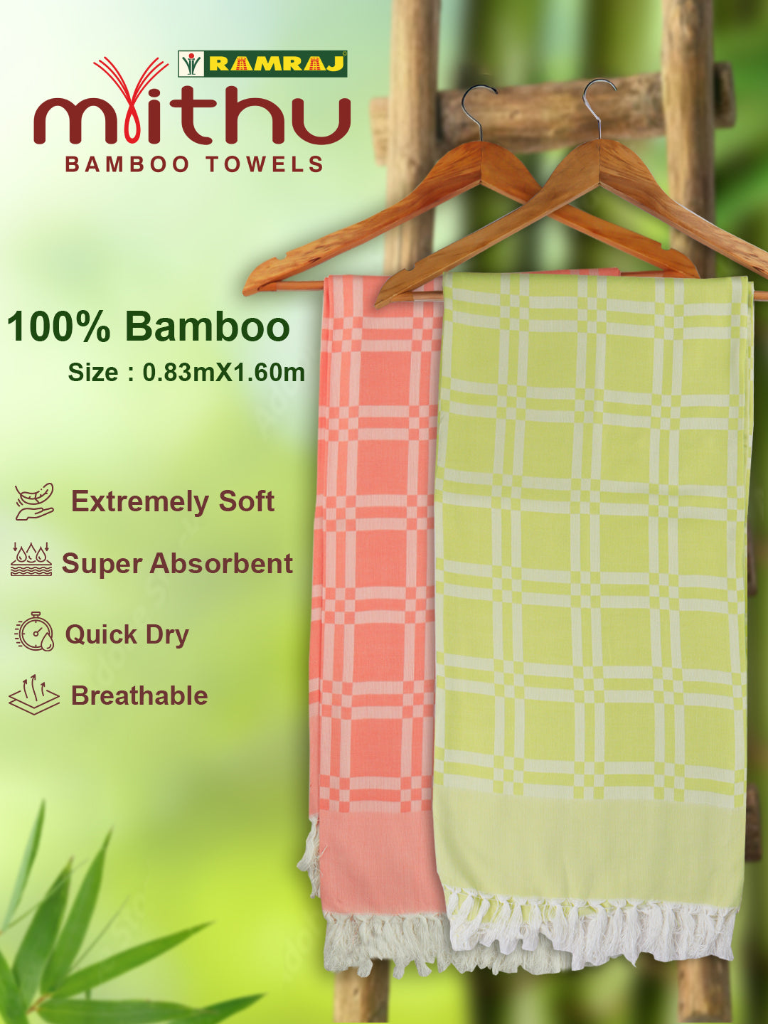 Ultra Soft Absorbent Bamboo Cotton Peach Bath Towel BC02