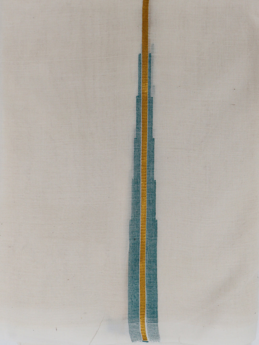 Double Layer 100% Cotton Cream Kora Dhoti with Colour Jari Border - LC51
