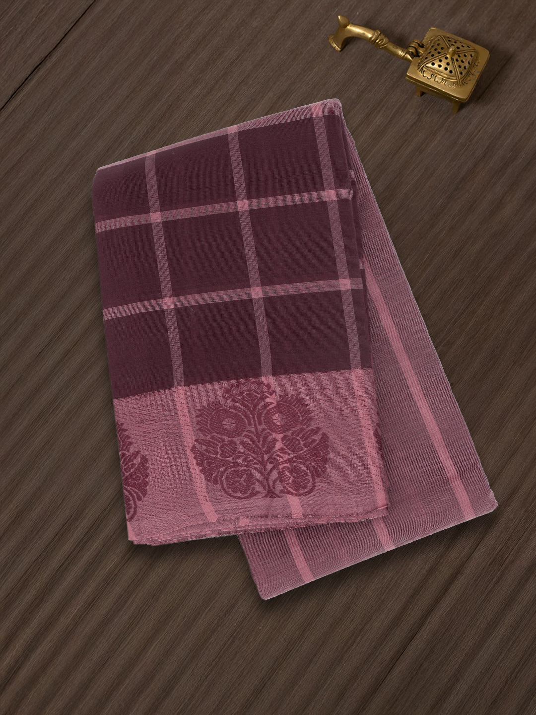 Women Maroon Pure Chettinad Cotton Saree PCS200