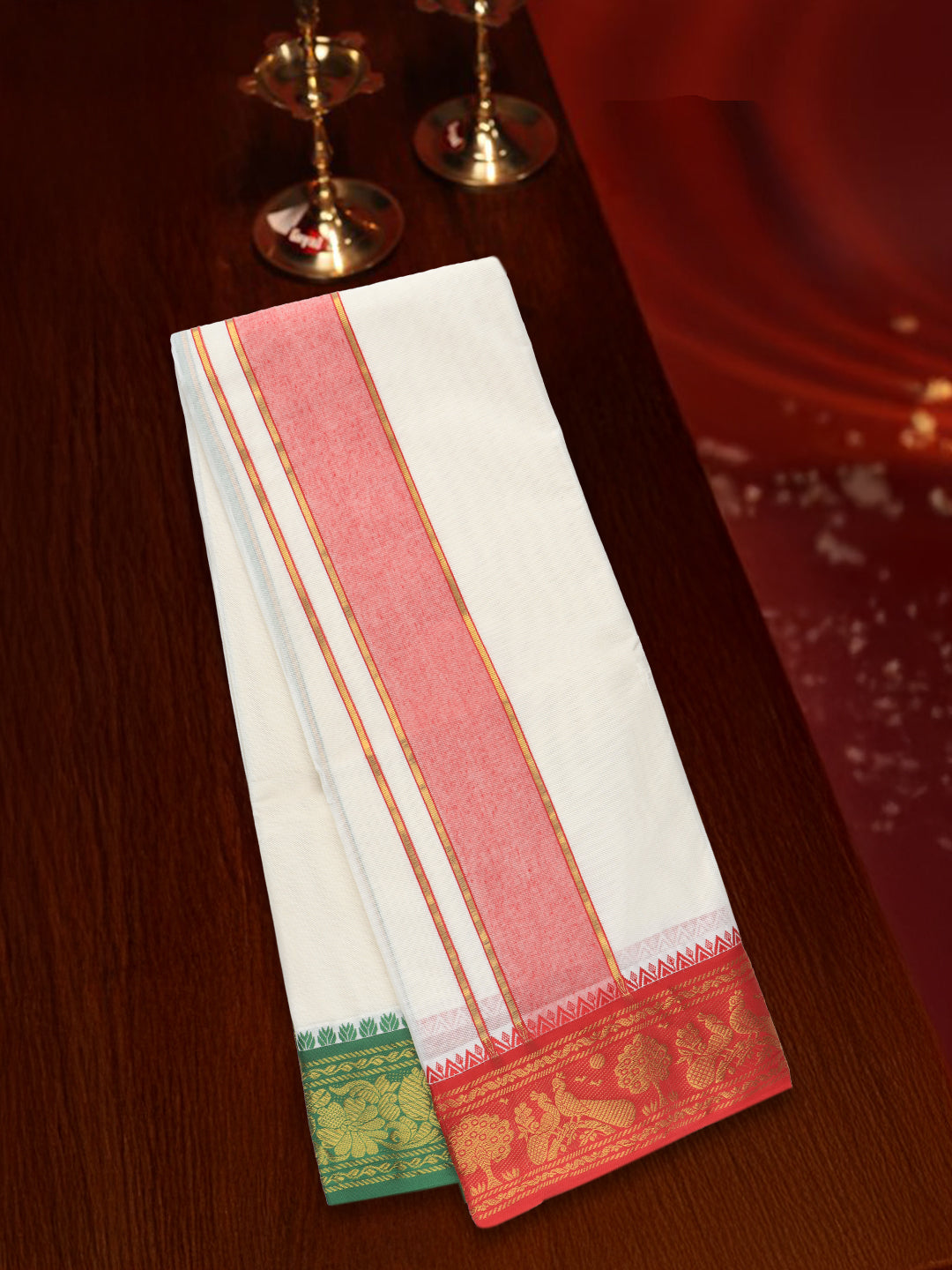 Men Kora Fancy Border Panchakacham Set Kalasam (9+5) K01