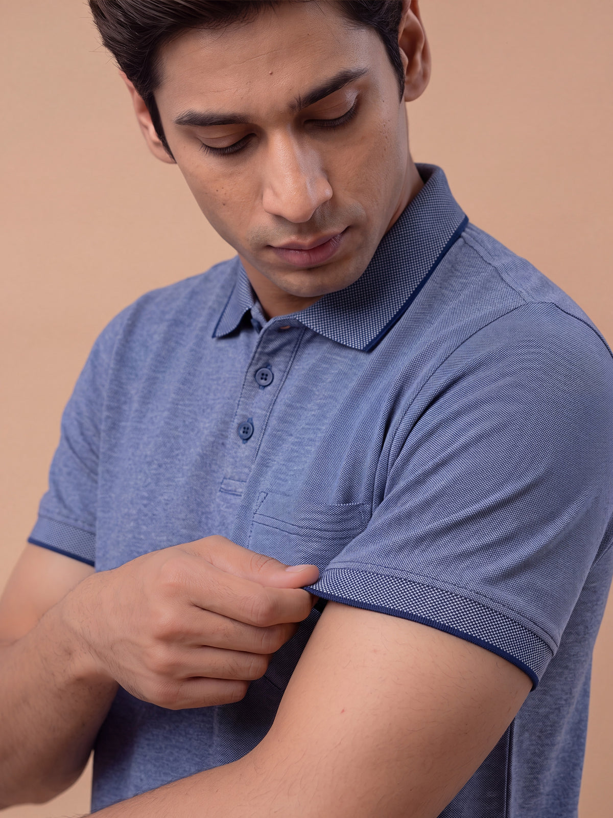 Cotton Rich Pique Polo T-Shirt Royal Heather