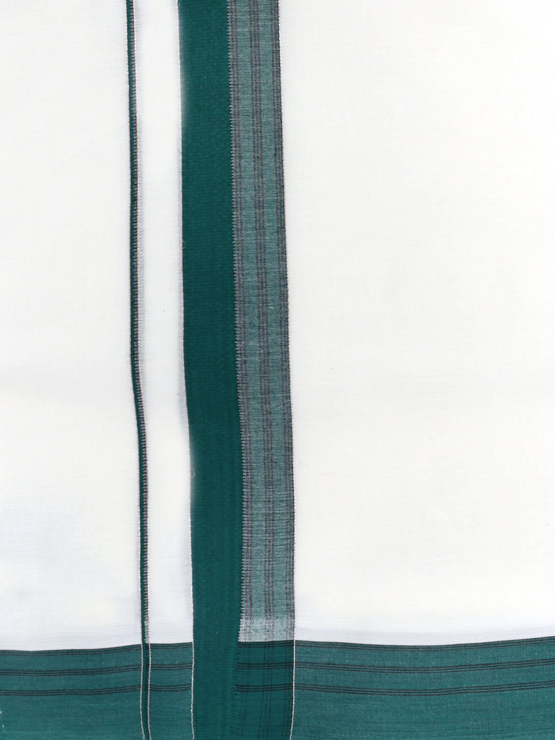 Double Layer 100% Cotton White Dhoti with Fancy Jari Border - EJF23