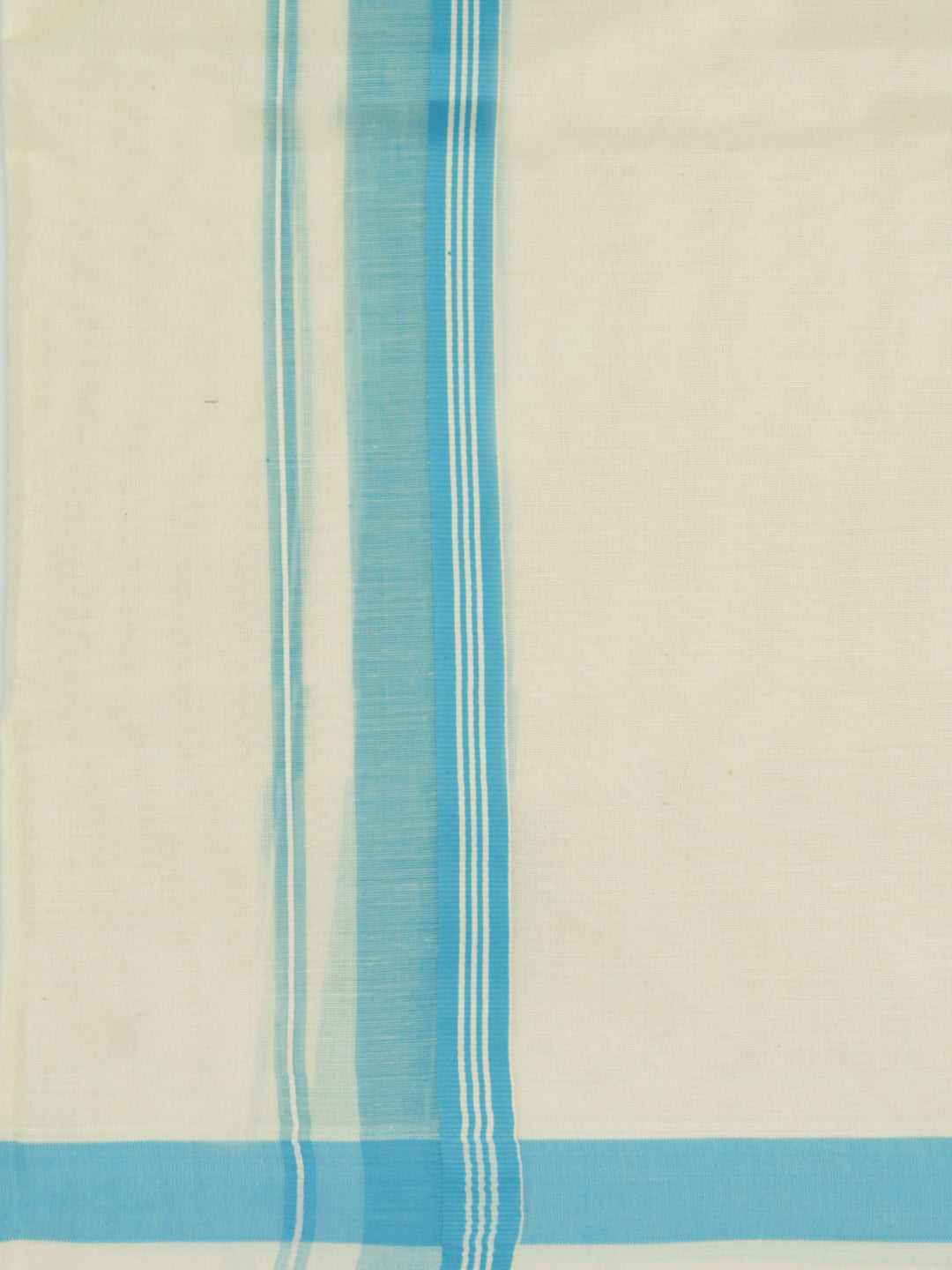 Double Layer 100% Cotton Cream Kora Dhoti with Colour Border - CFD02