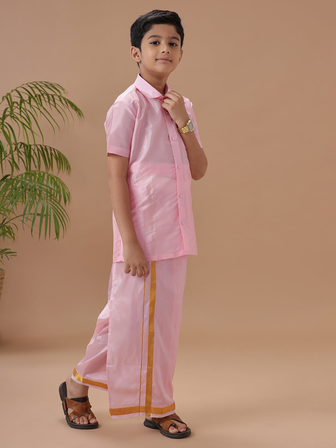 Boys Shirt & Dhoti Sets Swayamvara Petal Pink