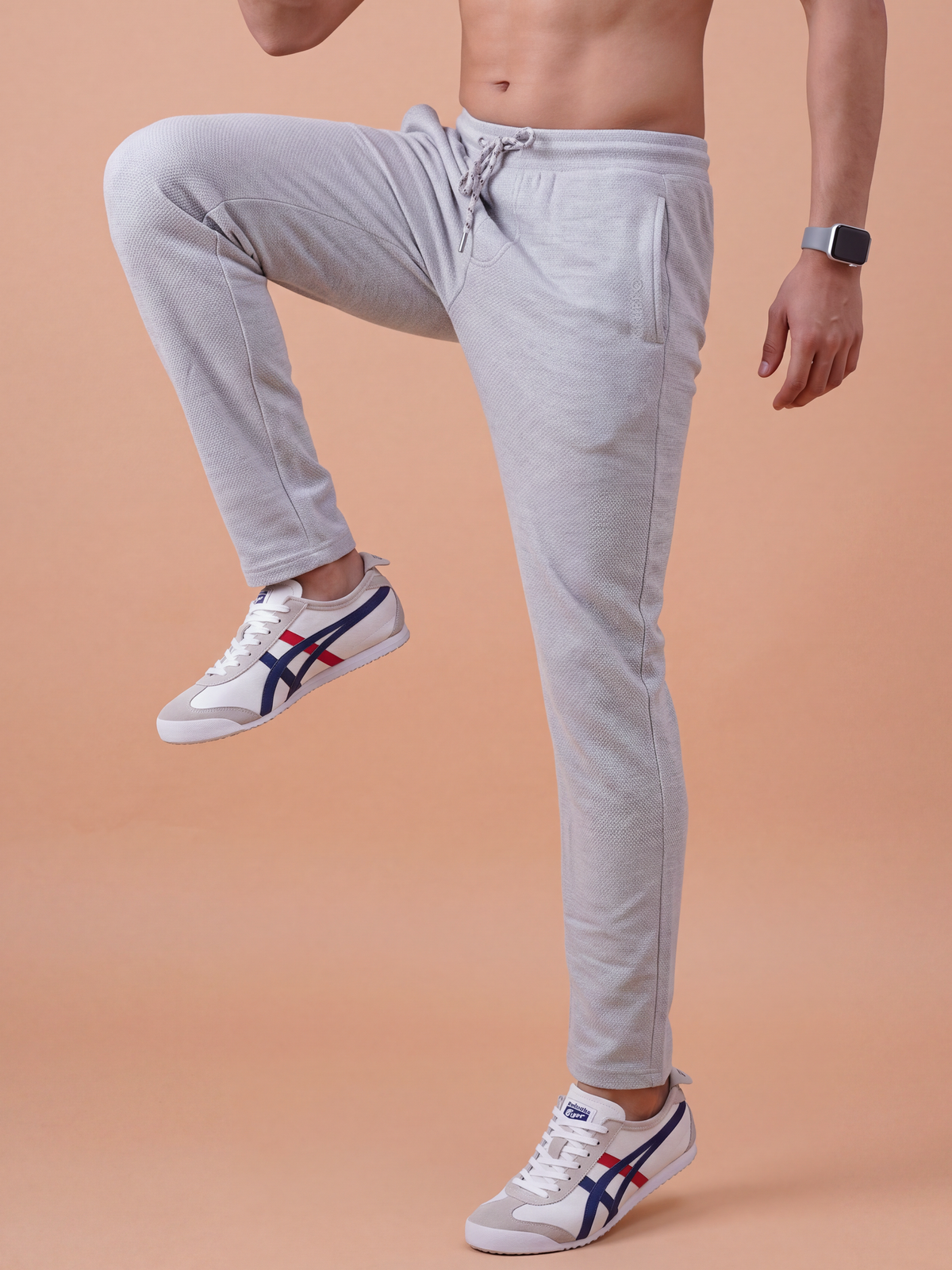 Cotton Rich Aeroflex Structured Grey Melange Track Pants AFT4