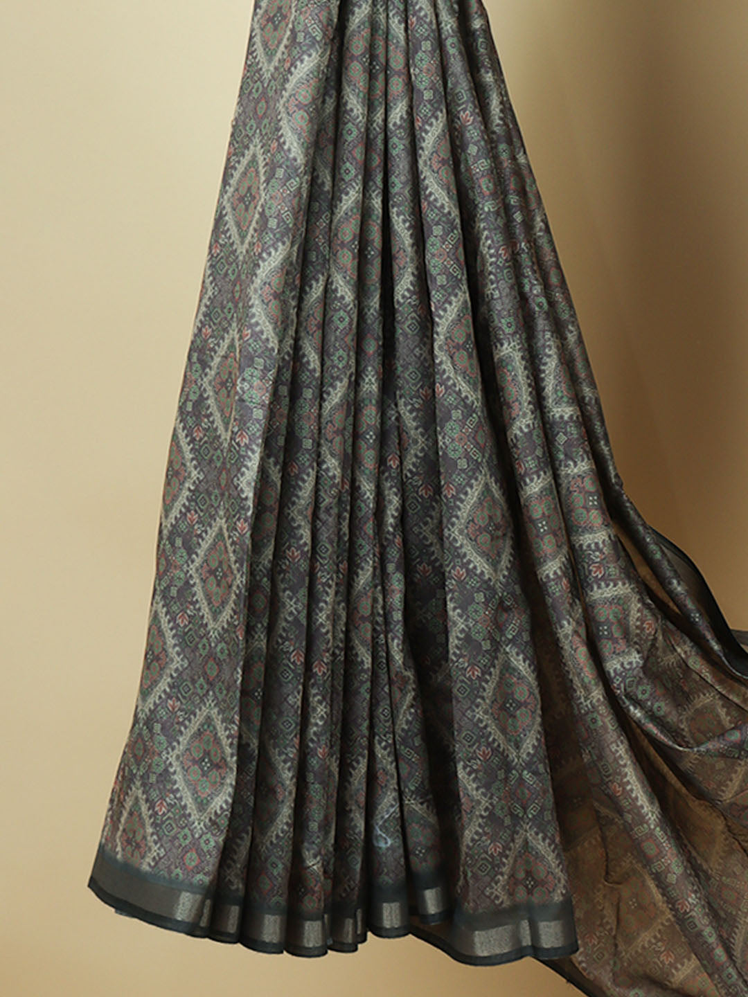 Women Brown Semi Chanderi Cotton Printed Saree SC66