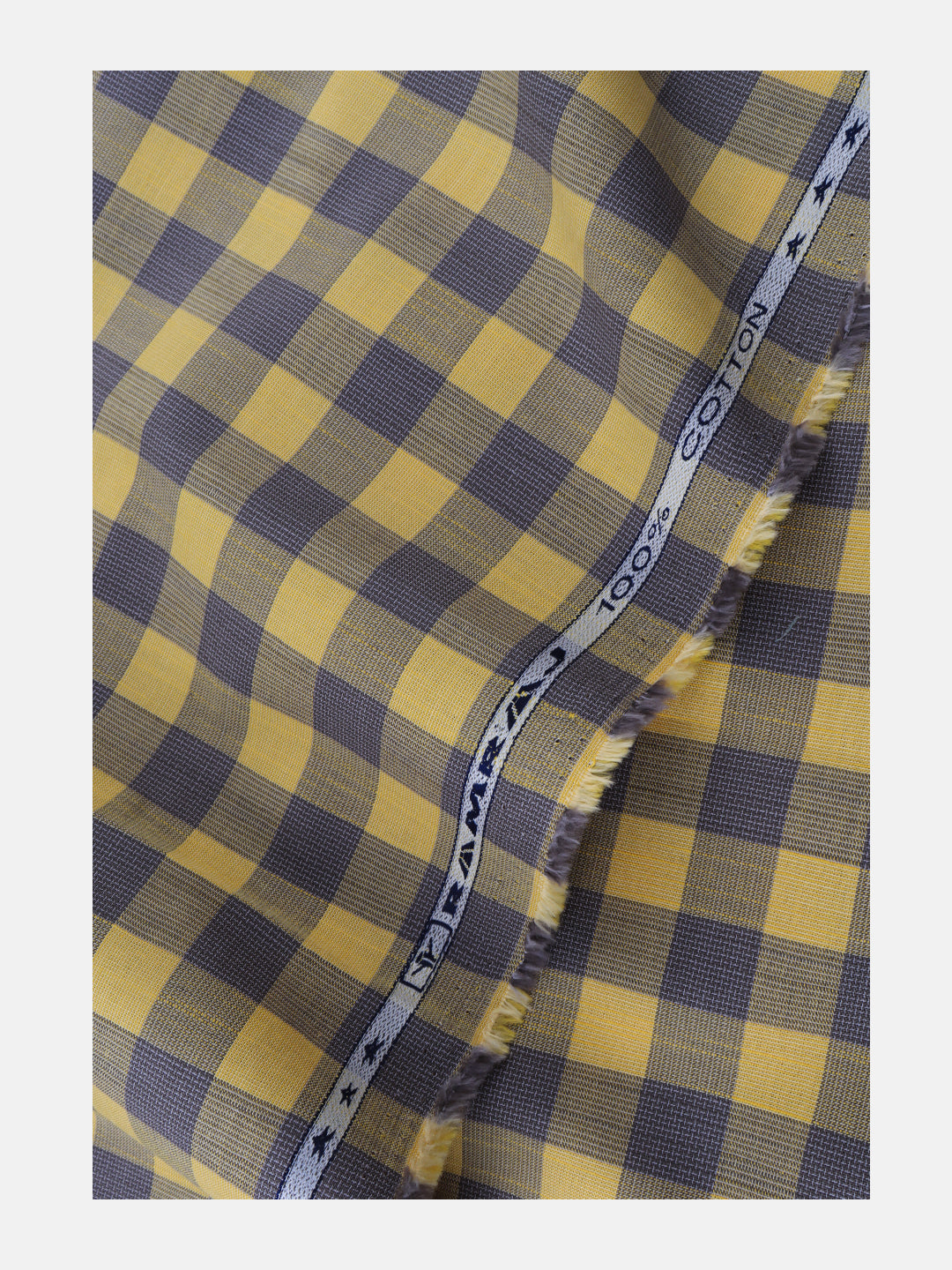 Men 100%Cotton Yellow Checked Shirt Fabric Liberty Cotton