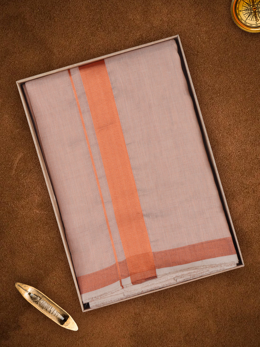 Mens Premium Handloom Dhoti Copper