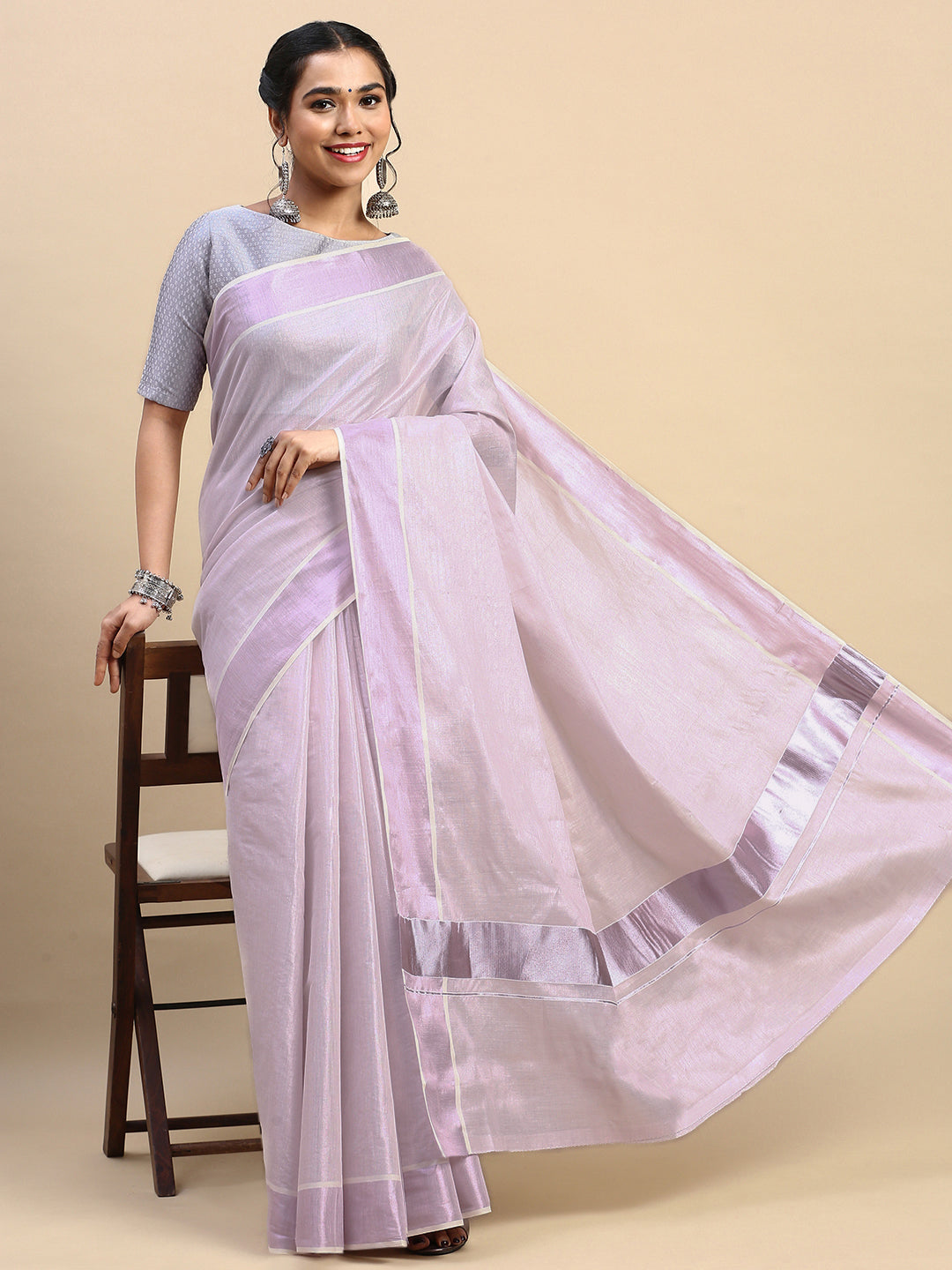 Couple Combo Shirt & Dhoti Set with Saree Rose Gold KS216