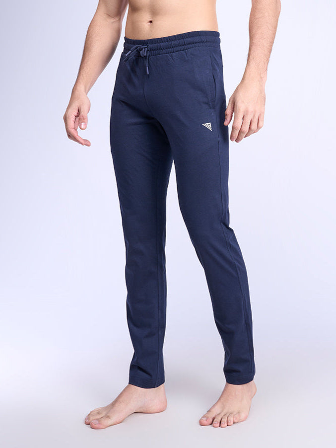 Men Combed Cotton Rich Track Pant with Side Pockets Navy ETK2