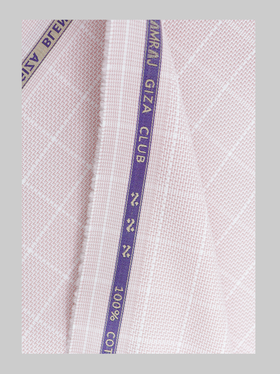 100% Giza Cotton Self Design Light Pink Shirt Fabric Casino Grand