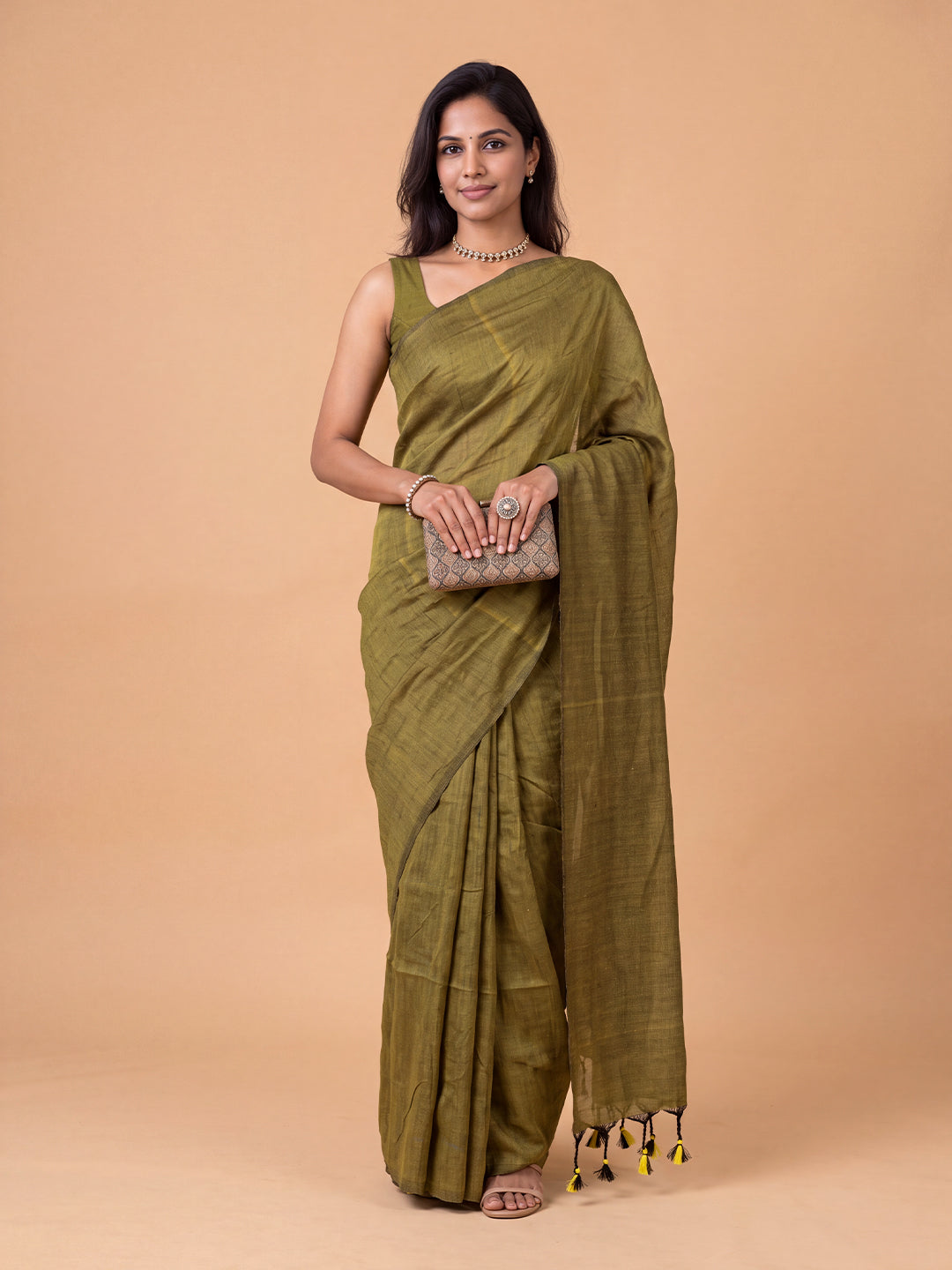 Women Pure Cotton Mustard Yellow Saree PCS287