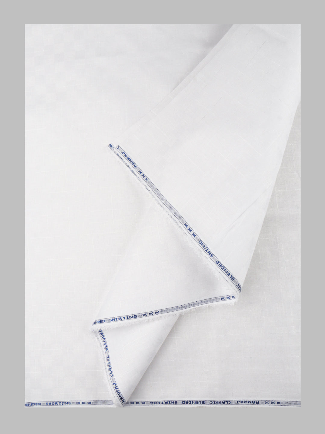 Men Cotton Blend Self Design Shirt Fabric White Classic 02