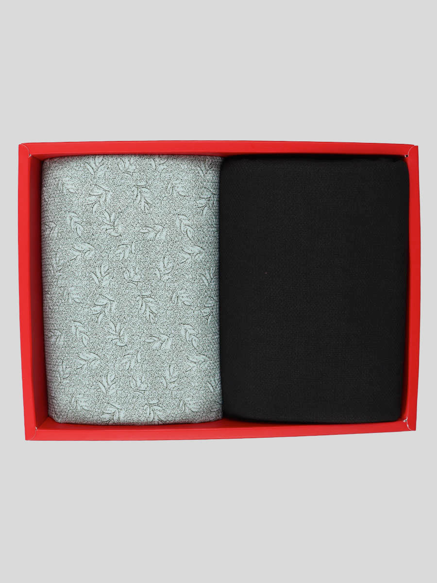 Cotton Printed Green Shirting & Brown Suiting Gift Box Combo RY34-Box view