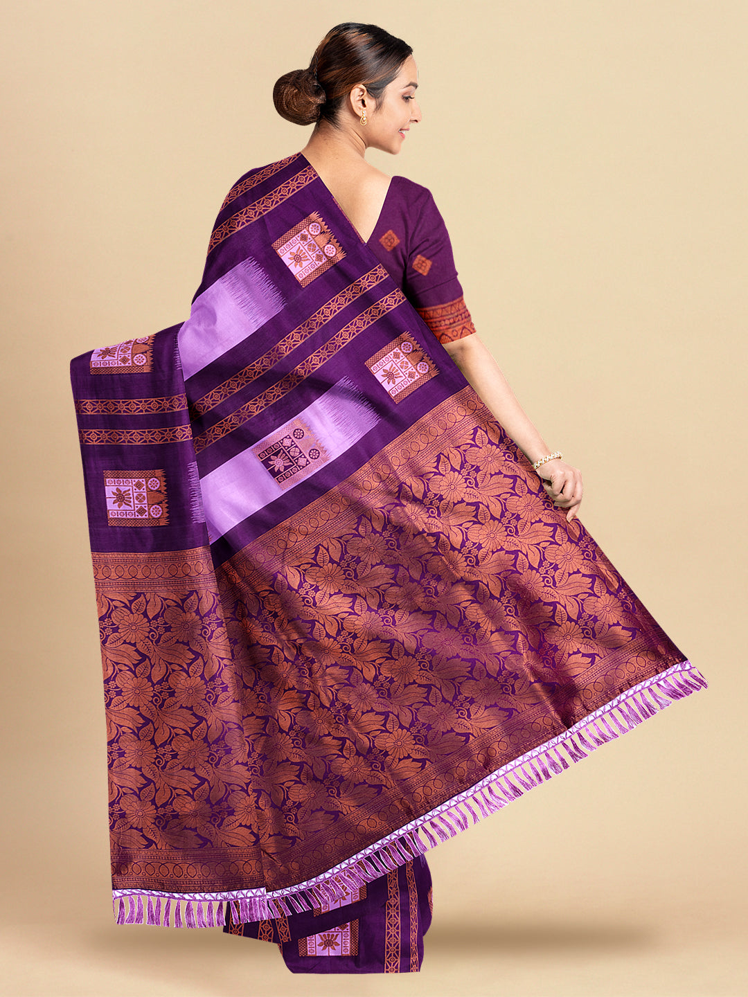 Women Purple Colour Stylish Art Silk Fancy Jari Border Saree SS96