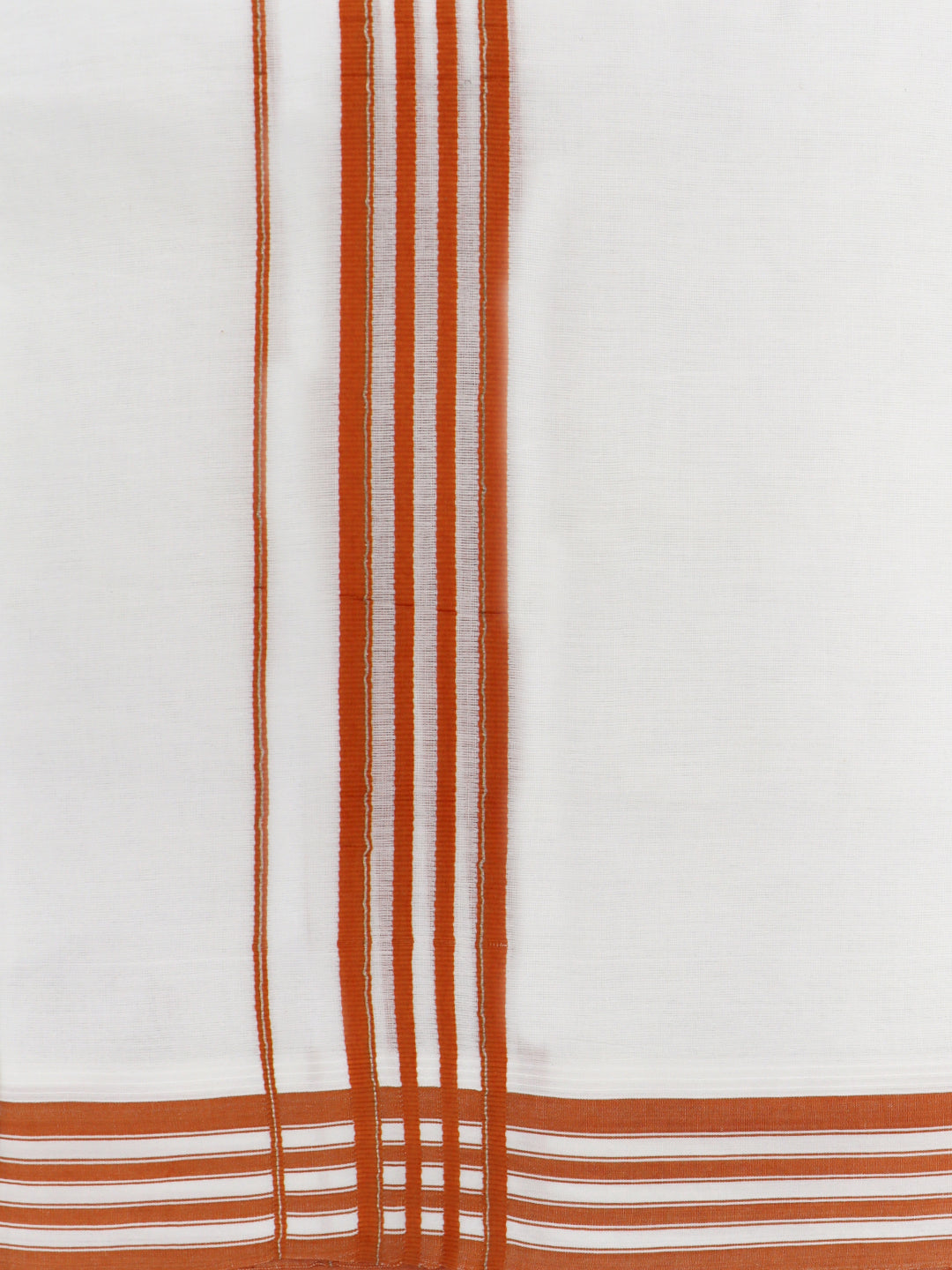 Double Layer 100% Cotton White Dhoti with Colour Border - PJF07