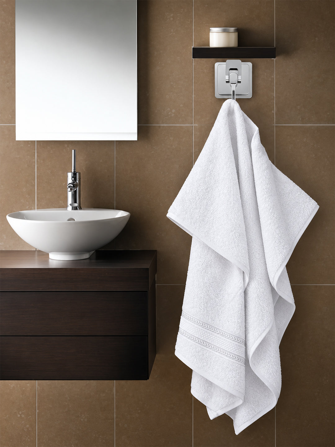 100% Cotton White Terry Bath Towel - 380 GSM | 75 x 150 cm