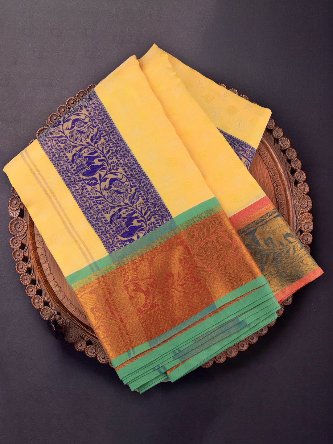 Men Art Silk Panchakacham Yellow Bheeshmar(9+5) BM03