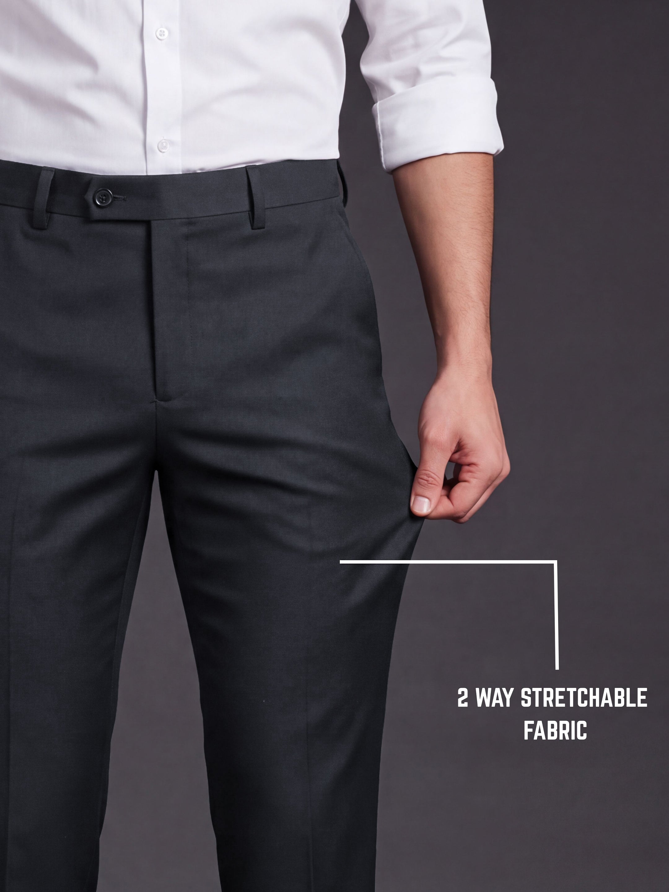Prima Club Wool blended Stretchable Waistband Navy Blue Pants