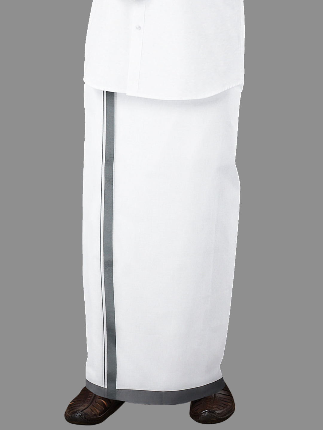 Men Grey Fancy Border Double Dhoti Ozone Spl OS01