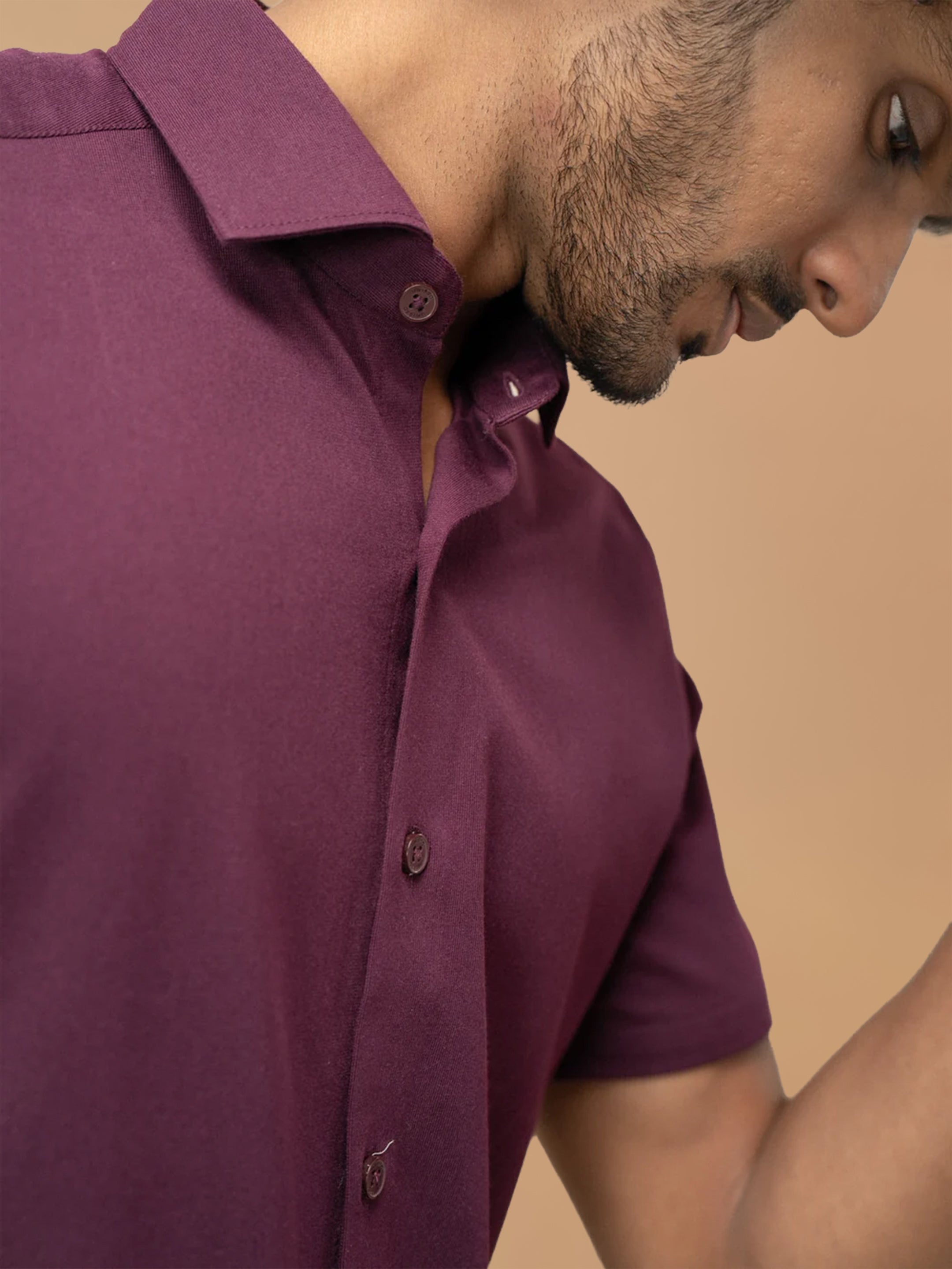 Cotton Rich Grape Slim Fit Knit Shirt ER4