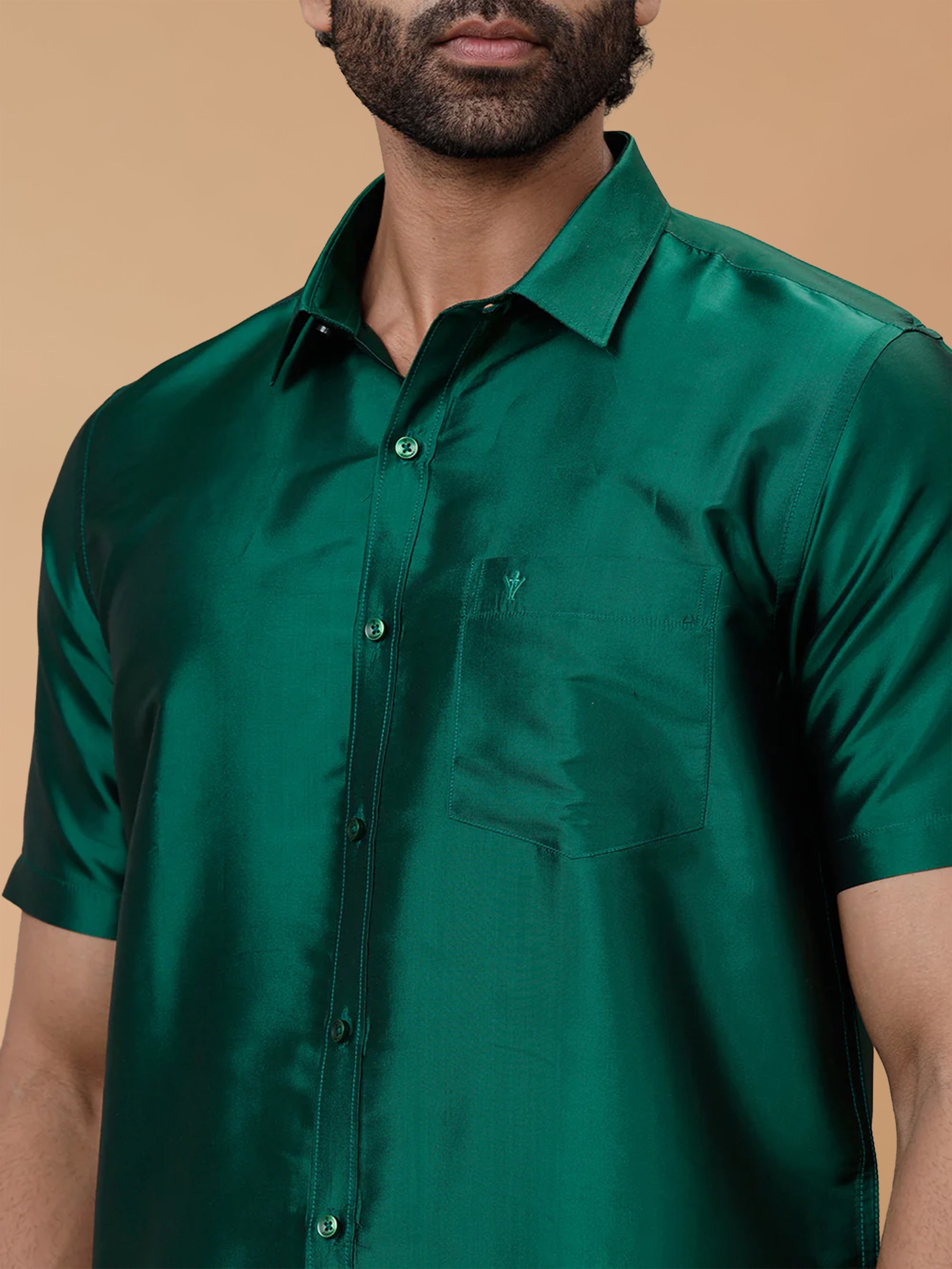 Silk Feel Dark Green Shirt - Regular Fit
