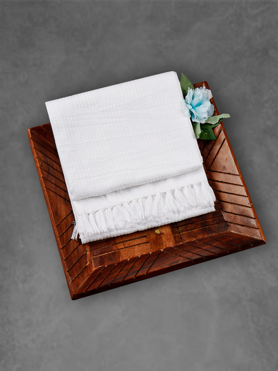 100% Cotton Signature Waffle Design White Bath Towel 1050