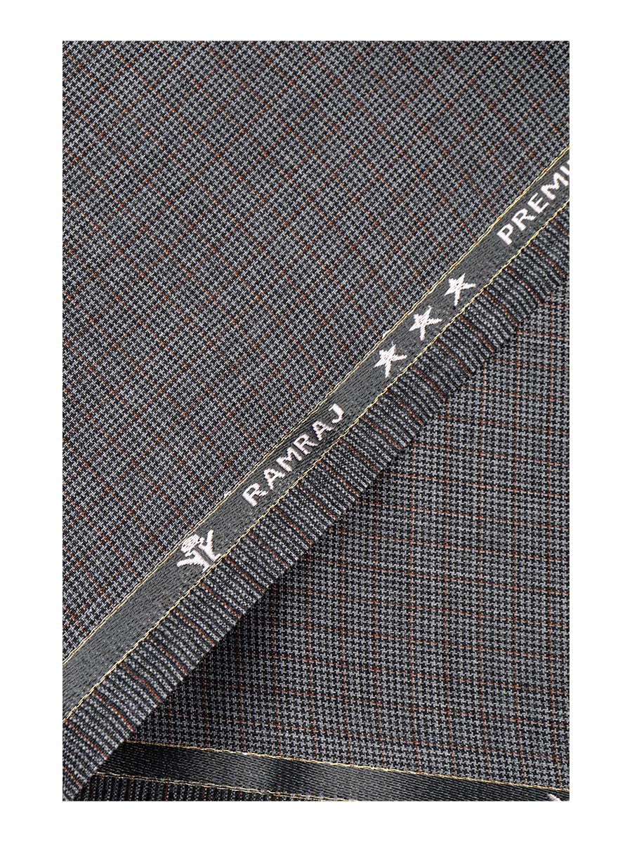 Premium Australian Merino Wool Blended Colour Checked Pants Fabric Grey Mark Wool-Ad vert