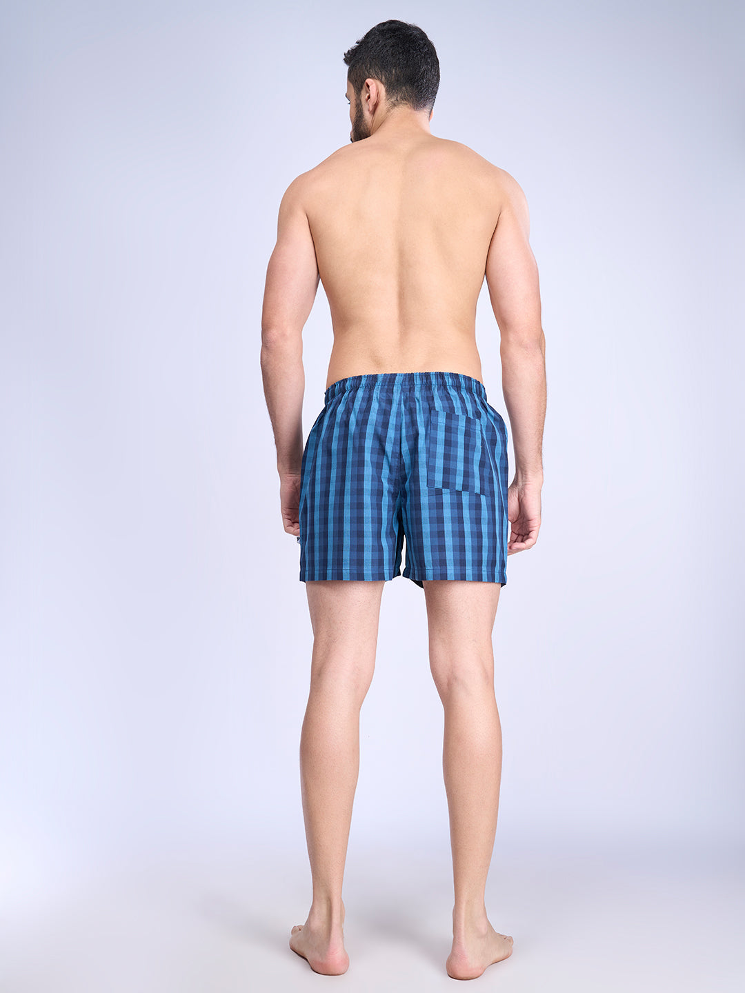Mens Woven Inner Boxer Navy Stripe Shorts