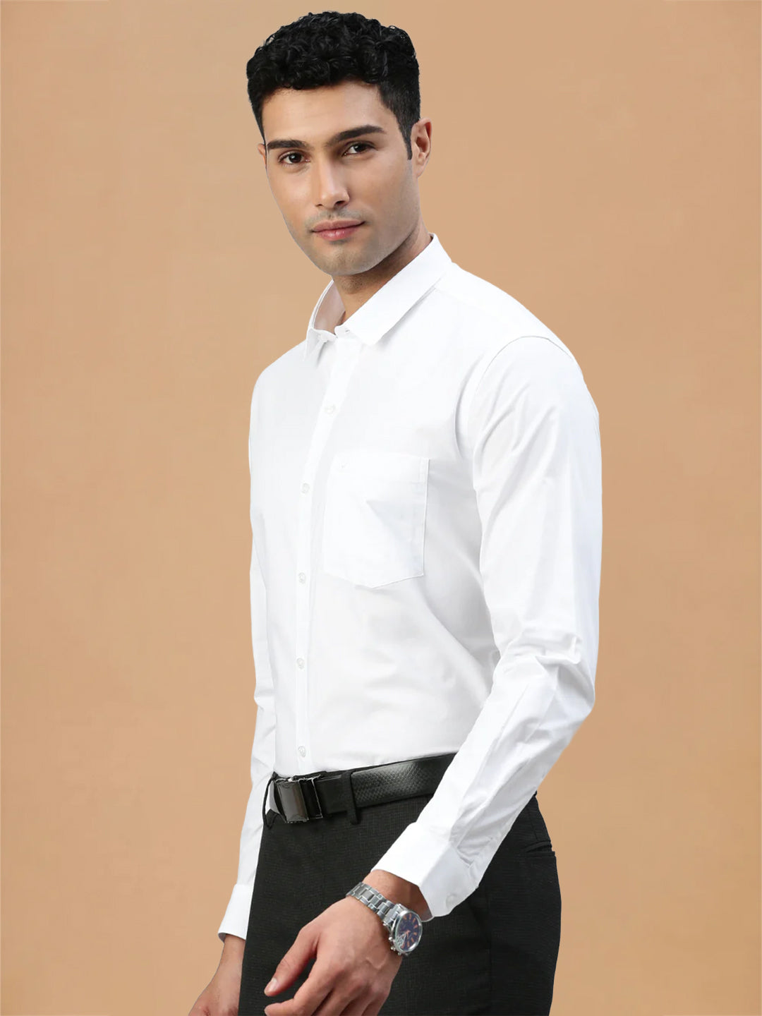 Smooth Weave 100% Cotton White Shirt - Super Faast