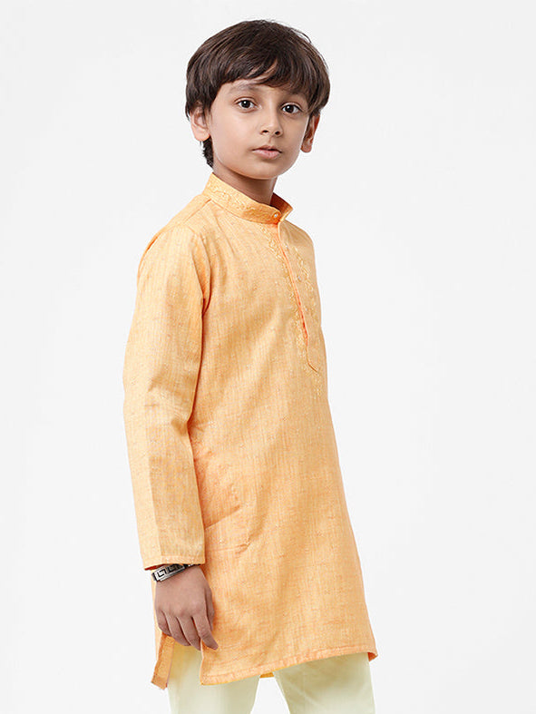 Boys Cotton Full Sleeves Orange Kurta BK03