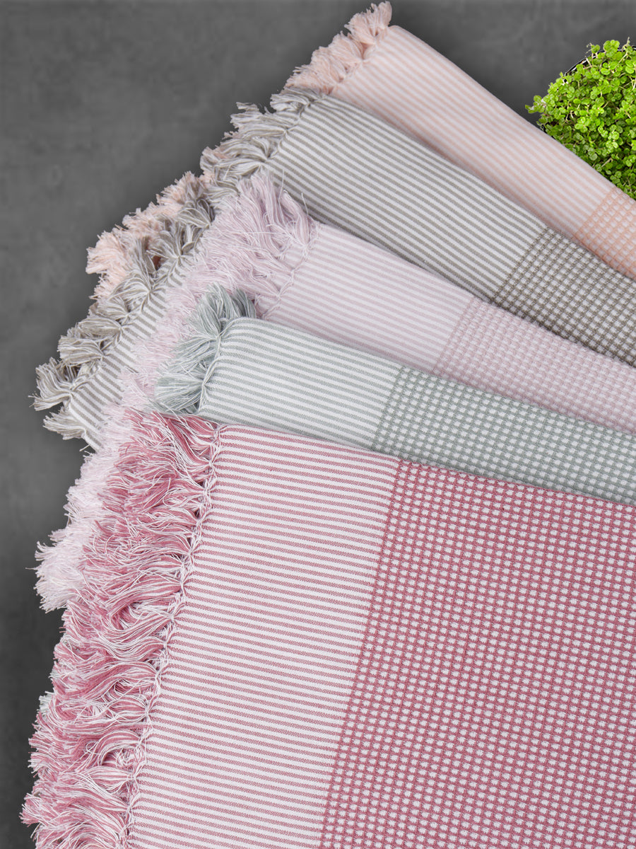 Premium Cotton Soft Feel Checked Colour Bath Towel 1054-Mix colour