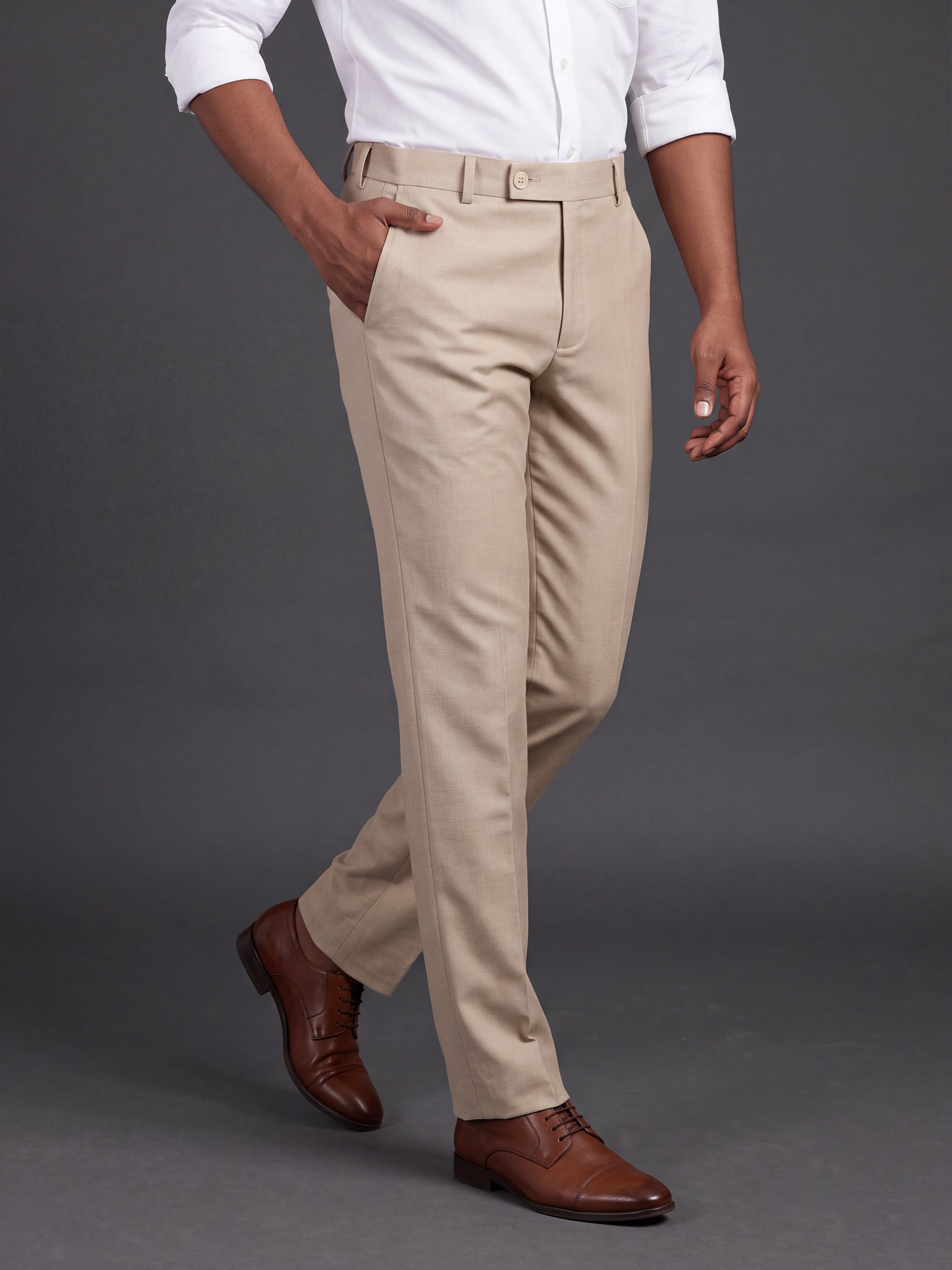 Prima Club Cotton Poly Viscose Stretchable Waistband Khaki Pants