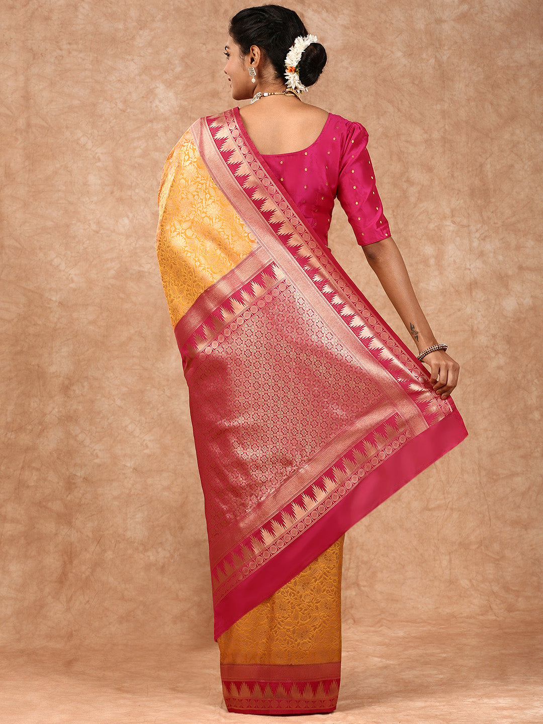 Women Semi Silk Saree Yellow SS212