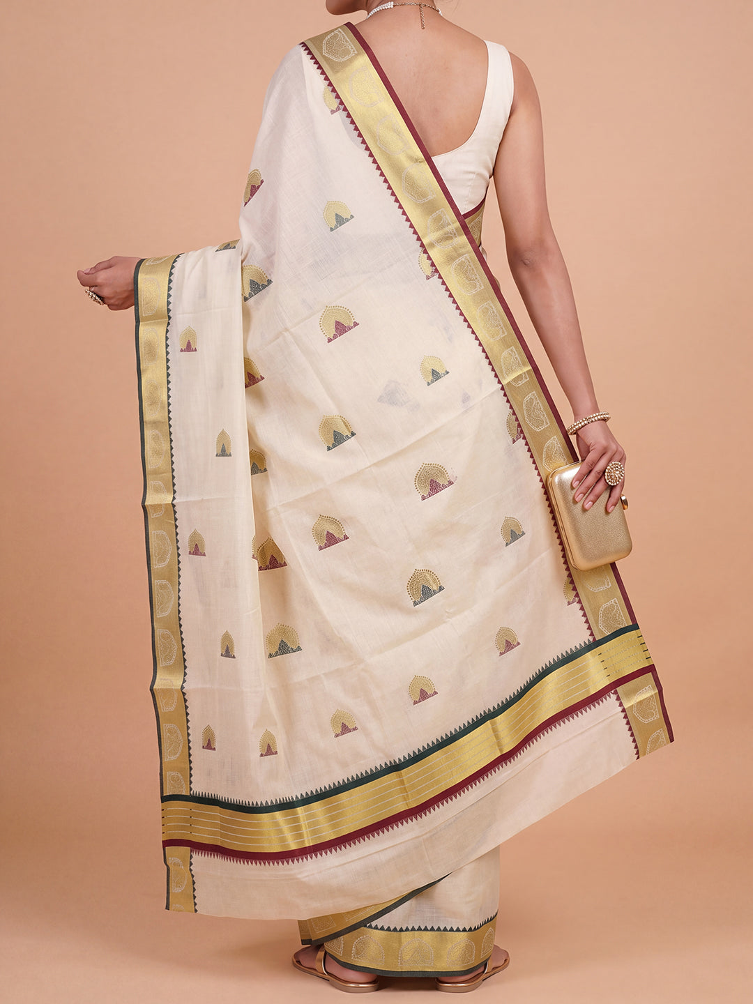 Women Tissue Gold Printed Saree KLS63